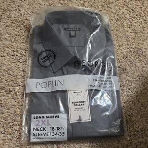 George Poplin Button Up LS 2XL 18-18.5